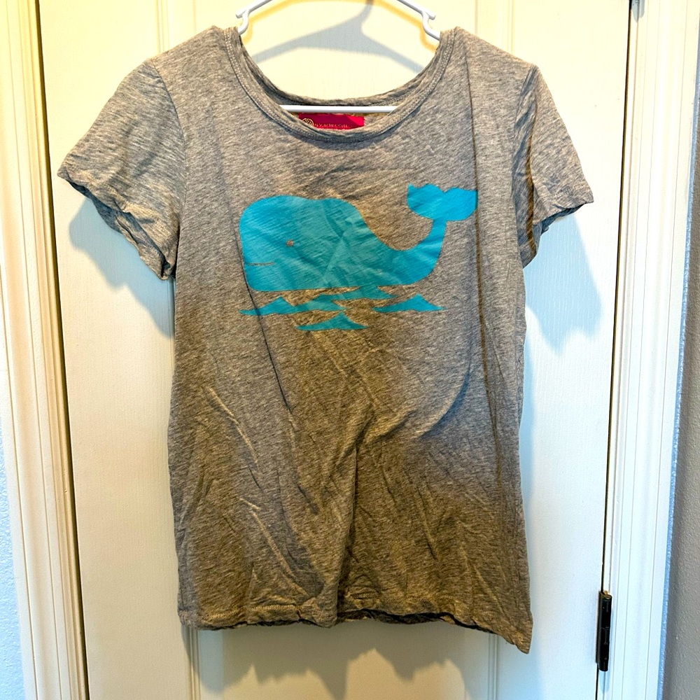 Light Gray with sky blue whale